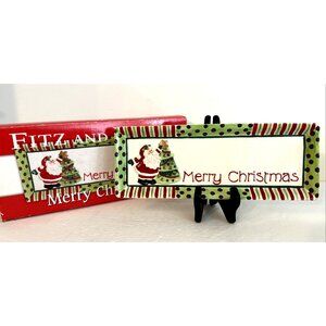 Fitz  and Floyd Merry Christmas Serving Tray 12" x 4.5" Hand Painted New In Box